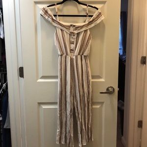 Flood length pant jumpsuit/romper